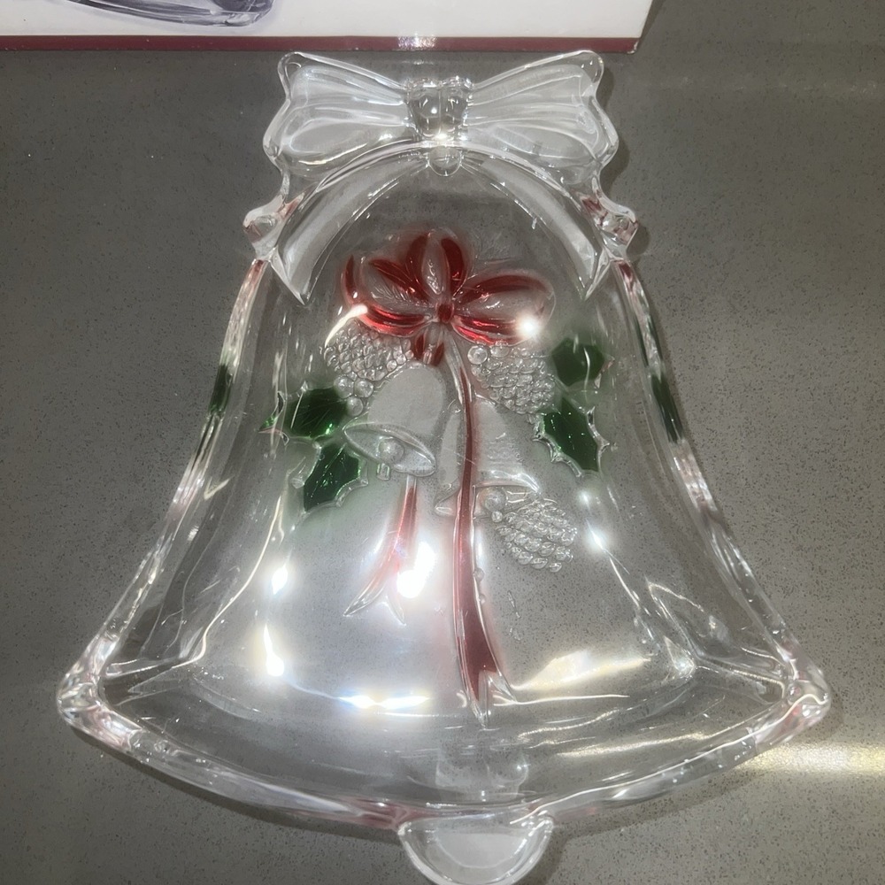 Celebrations by Mikasa Holiday Bells Clear Glass Bell Candy Dish - Picture 2 of 6